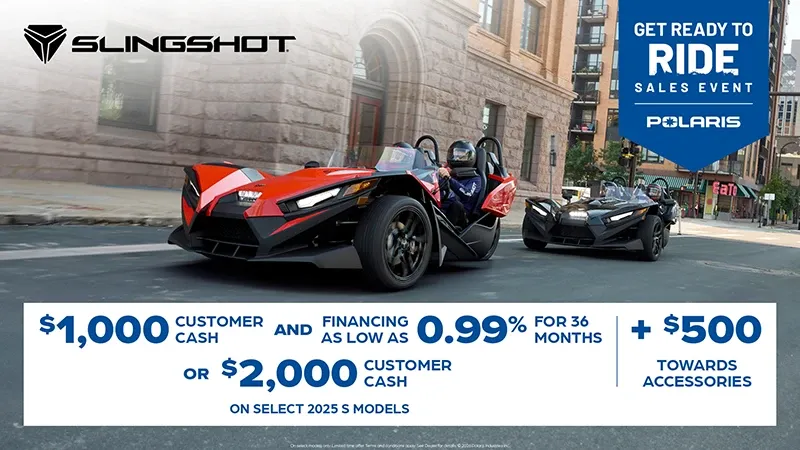 Read more about the article Slingshot – $1,000 Customer Cash and Financing offer for Slingshot S Models OR $2,000 Customer Cash